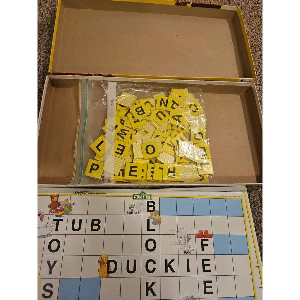 Vintage 1992 Sesame Street Scrabble by Milton Bradley Jim Henson Board Game